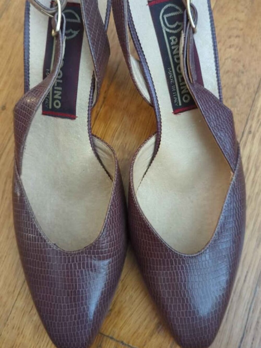 Vintage Bandolino Faux-Lizard Slingback Heels